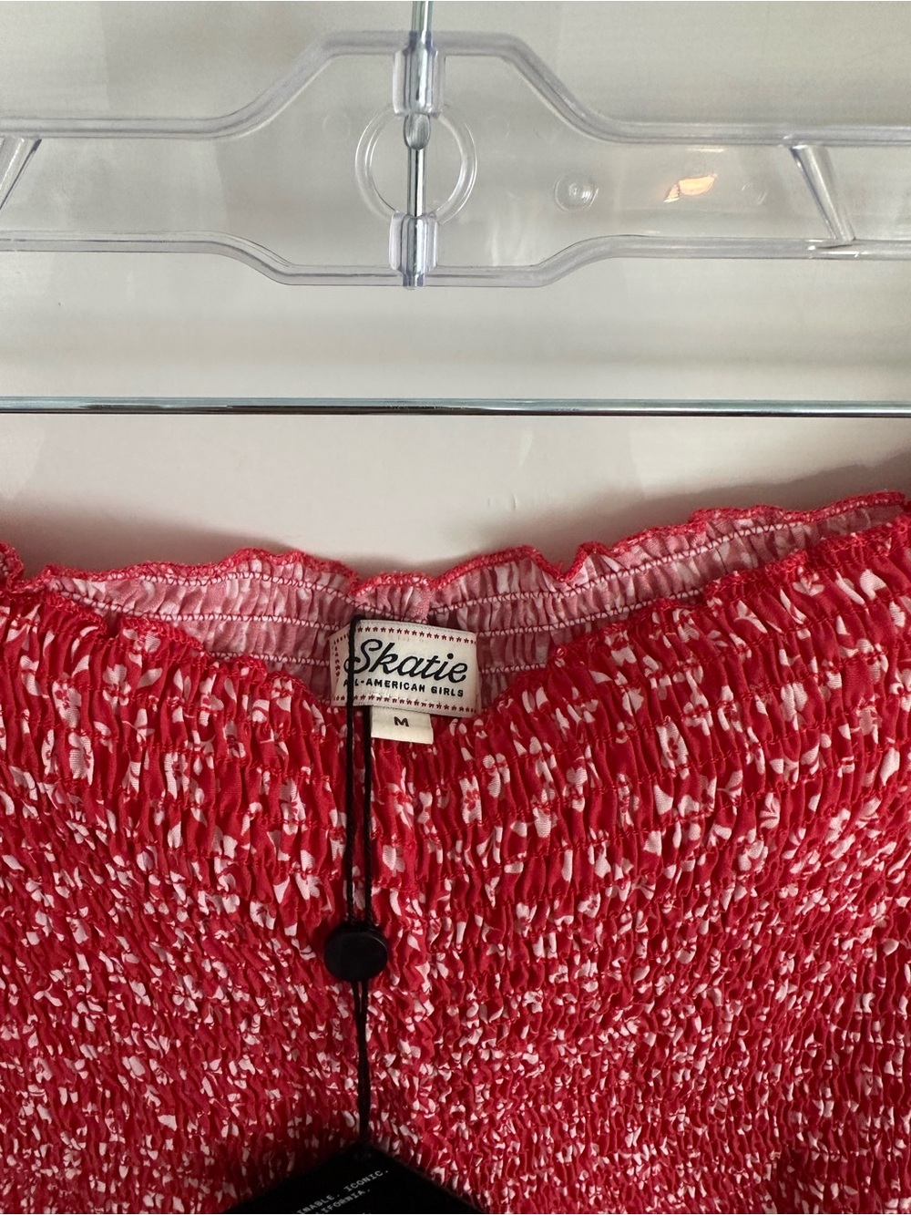 Skatie Red Smocked High Waist Women’s Shorts - Picture 2 of 3